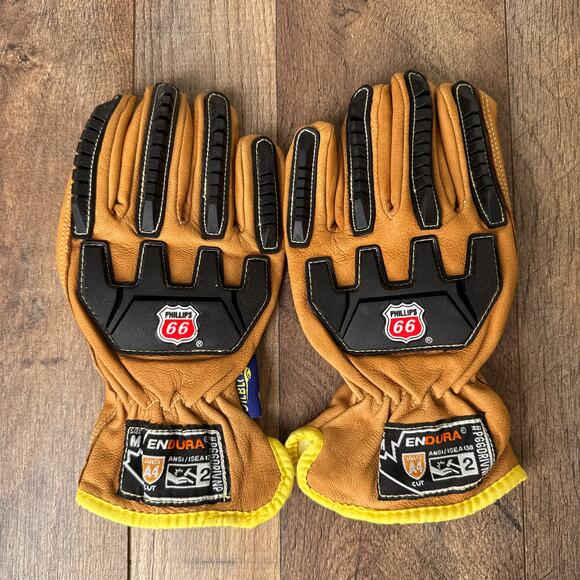 Work Gloves OILBLOC Endura Phillips 66 Leather ANSI A4 Cut-Resistant SZ Medium - Picture 1 of 6